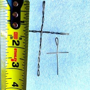 2 Twisted hand made sterling silver Cross Pendant lot Set